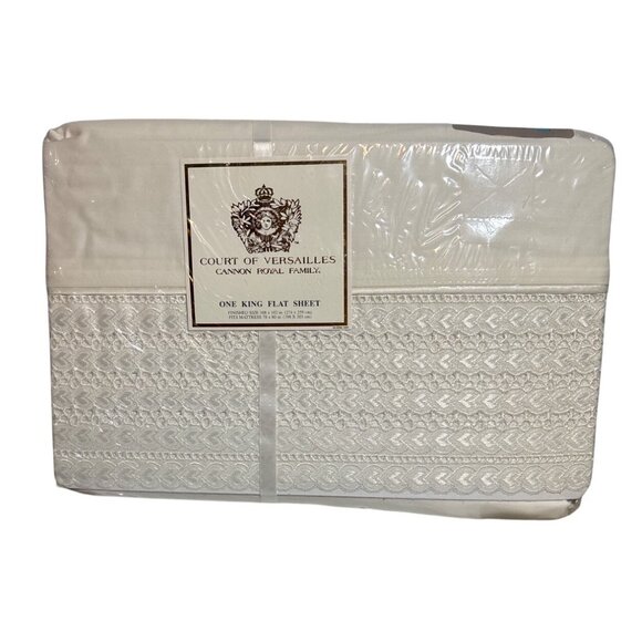 Court Of Versailles Cannon Royal Family King Flat Sheet 100% Cotton Pearl - Picture 1 of 6